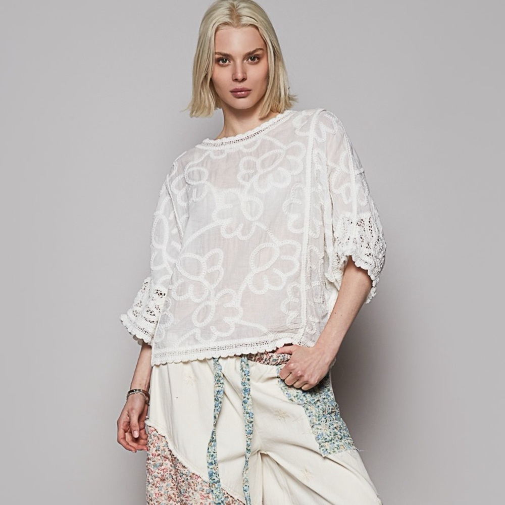 POL White Embroidered Top - Picture 4 of 6